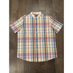 NWOT Club Room Mens Short Sleeve Colorful Plaid Button Down Stretch Shirt Sz 2XL